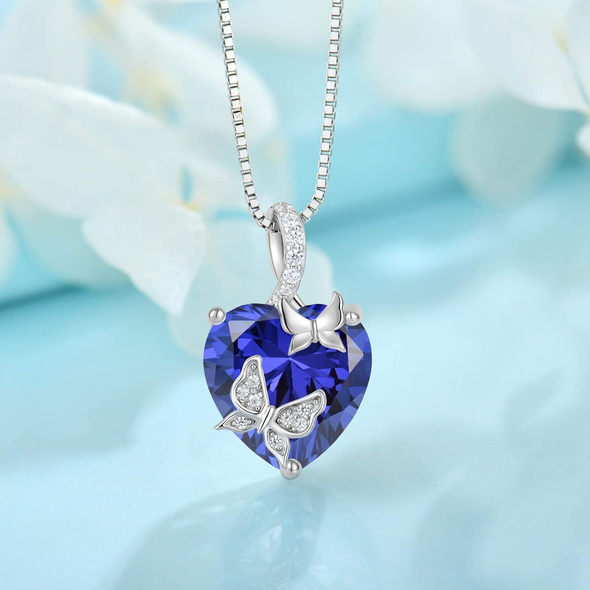 Schmetterling Halskette Damen 925 Sterling Silber mit Tansanit Geburtsstein
