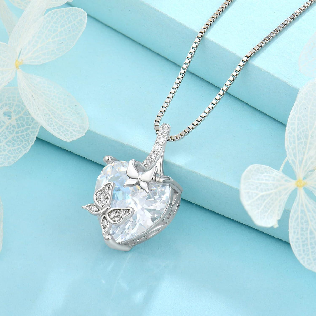 Schmetterling Halskette Damen 925 Sterling Silber mit Zirkonia Geburtsstein