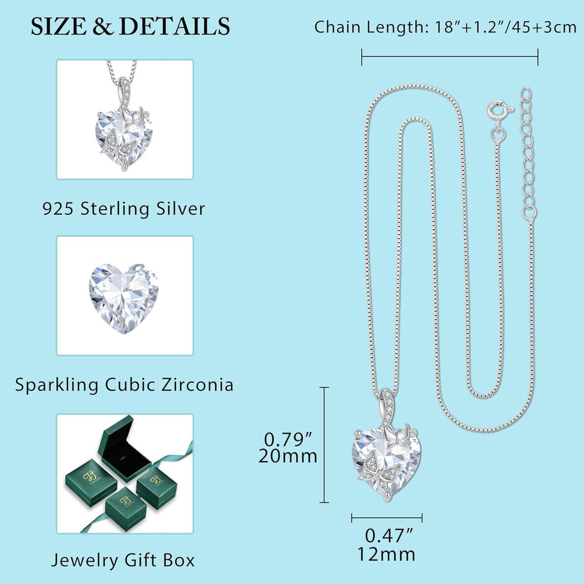 Schmetterling Halskette Damen 925 Sterling Silber mit Zirkonia Geburtsstein