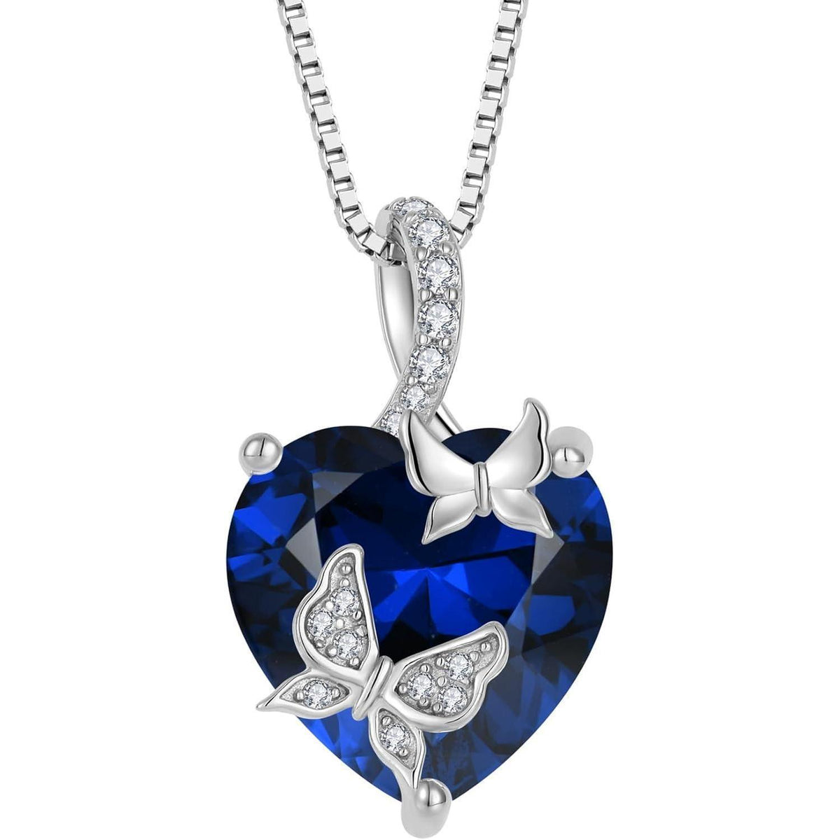 Schmetterling Halskette Damen 925 Sterling Silber mit Saphir Geburtsstein