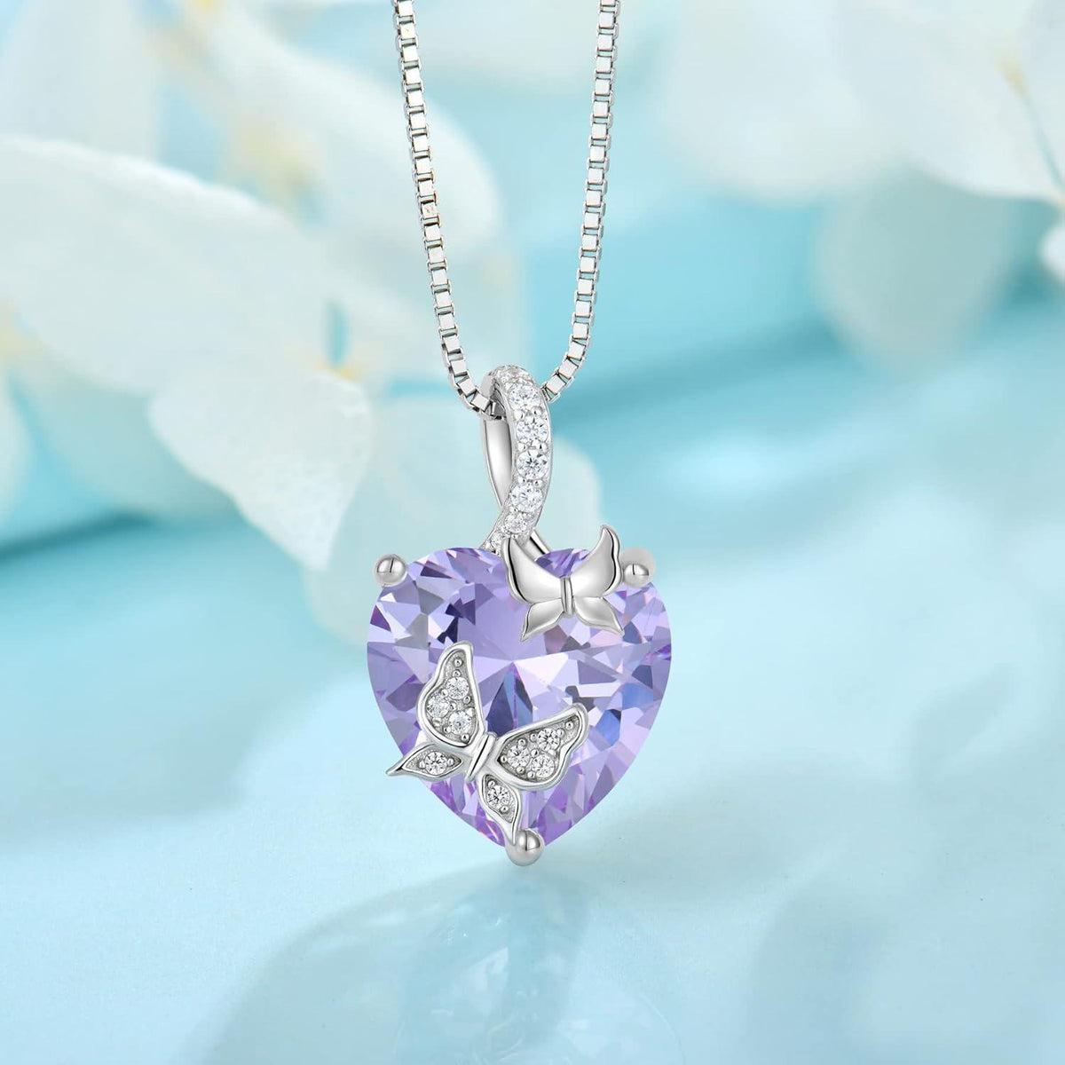 Schmetterling Halskette Damen 925 Sterling Silber mit Alexandrit Geburtsstein