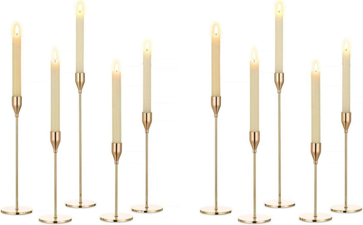 Gold Metall Kerzenständer Stabkerzen 10er Set Vintage für Hochzeit
