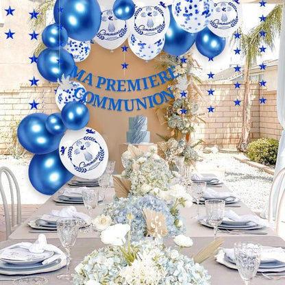 iZoeL Kommunion Deko Luftballons blau 2er Pack