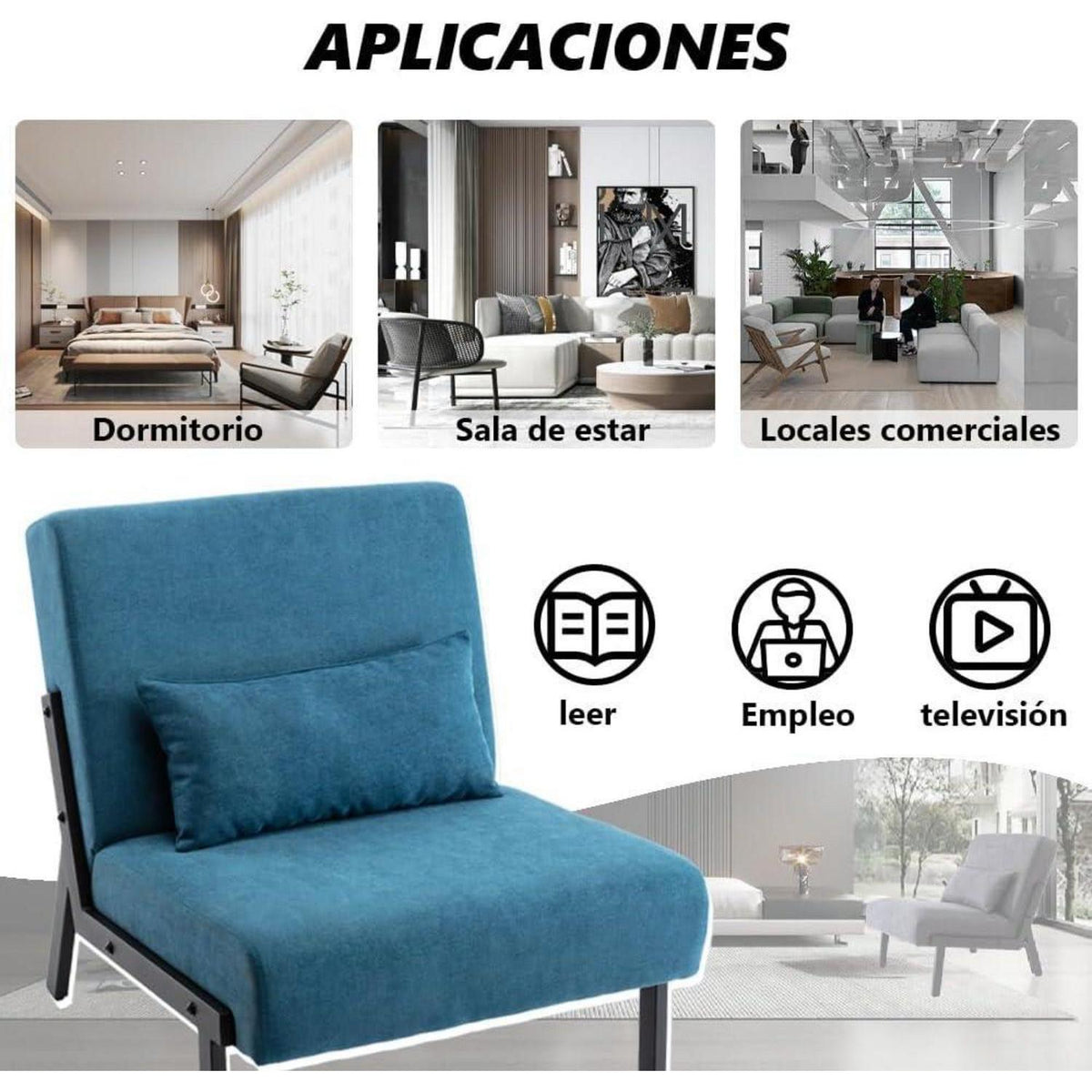 Moderner Lounge Sessel Dunkelblau – Bequemer Relax Sessel mit Kissen