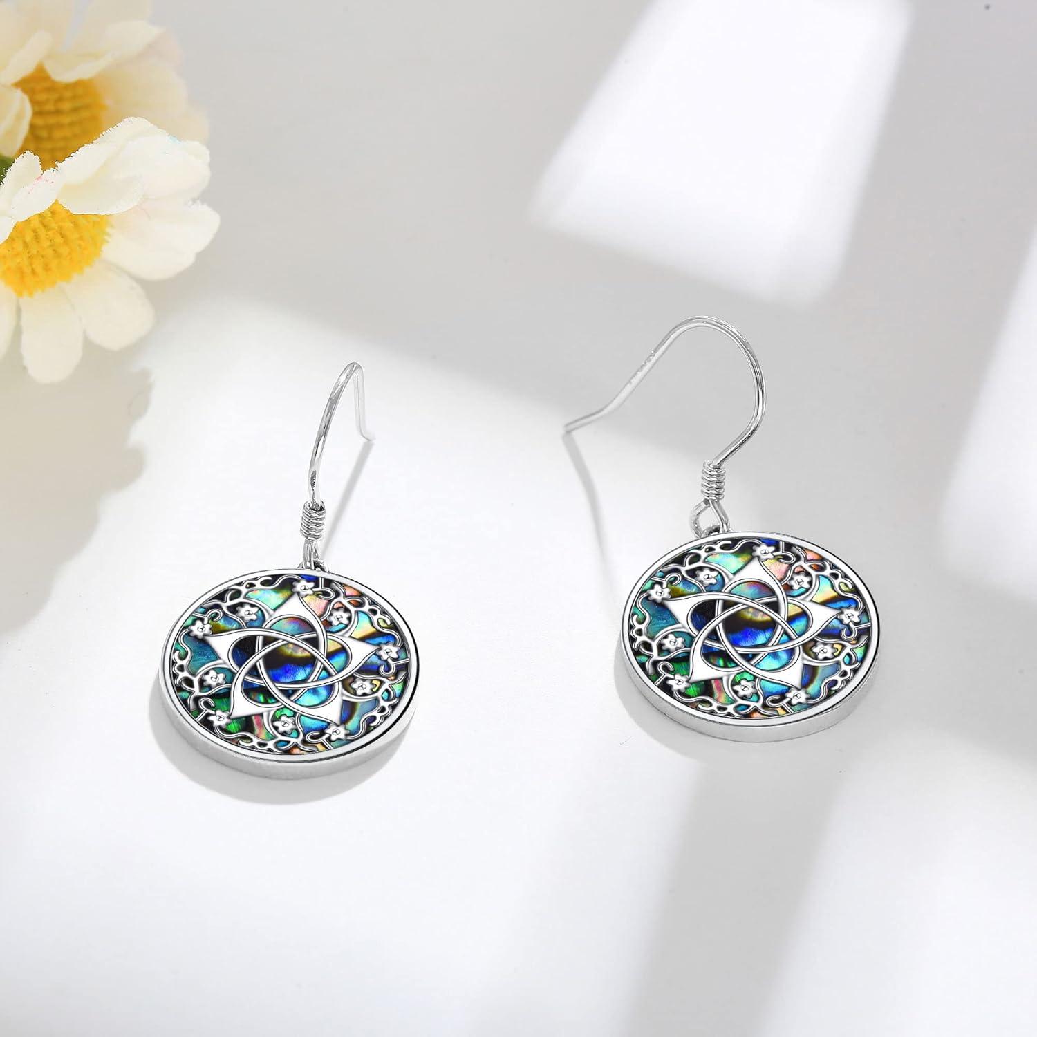 Pentagramm Ohrringe Sterling Silber Abalone Muschel Hypoallergen