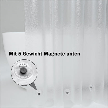 Duschvorhang Lang 180x220 Transparent Weiß Wasserdicht Anti-Schimmel Magnet