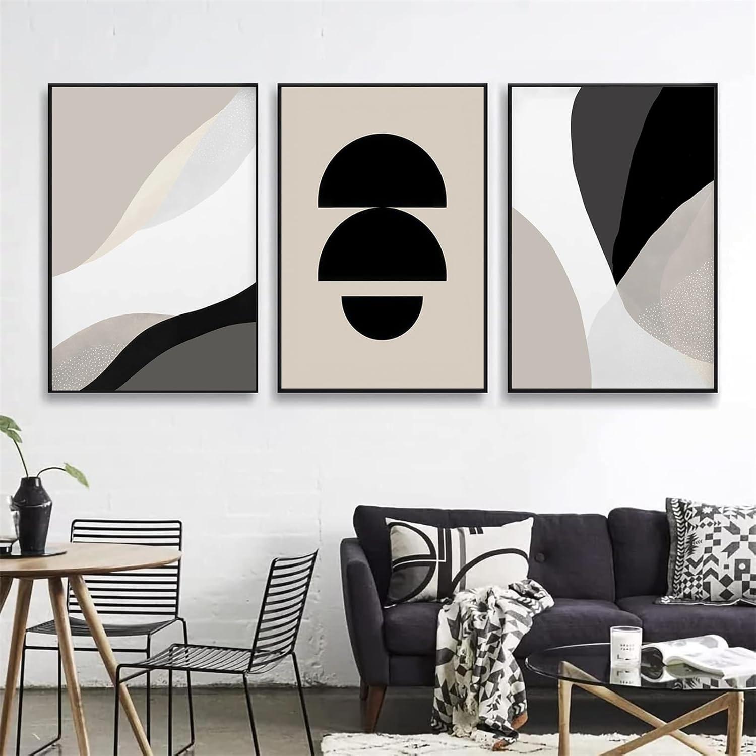 3-teiliges Premium Poster Set Abstrakte Kunst für Wohnzimmer
