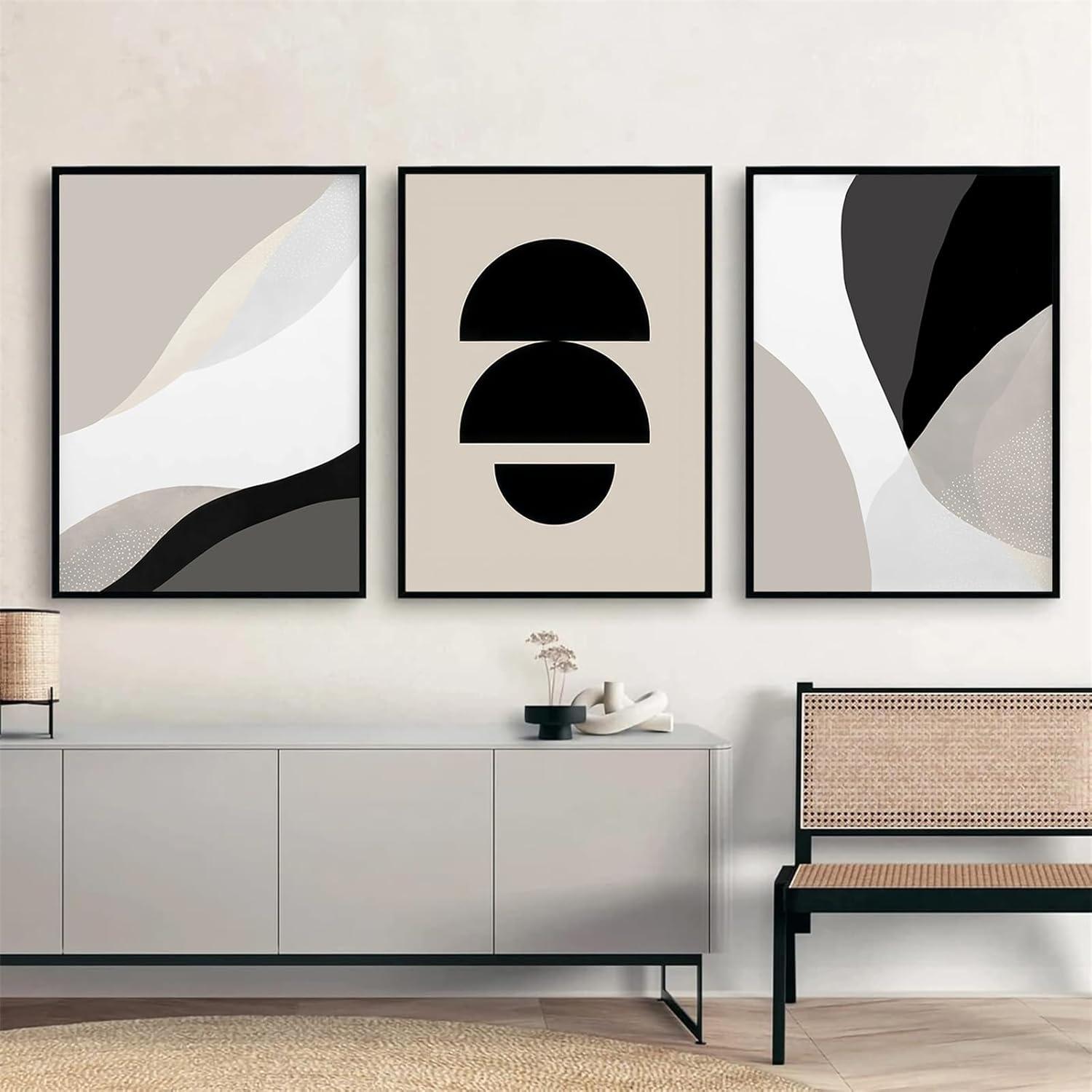 3-teiliges Premium Poster Set Abstrakte Kunst für Wohnzimmer