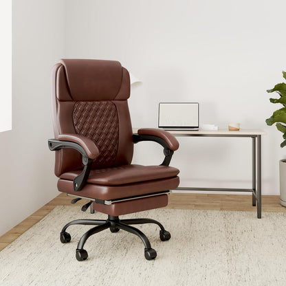 Ergonomischer Bürostuhl mit Fußstütze Hoher Rücken in Lederoptik