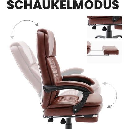 Ergonomischer Bürostuhl mit Fußstütze Hoher Rücken in Lederoptik