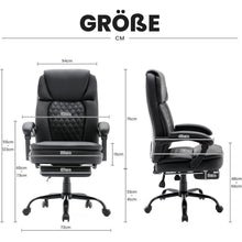 Ergonomischer Chefsessel Bürostuhl PU Leder Fußstütze Schwarz