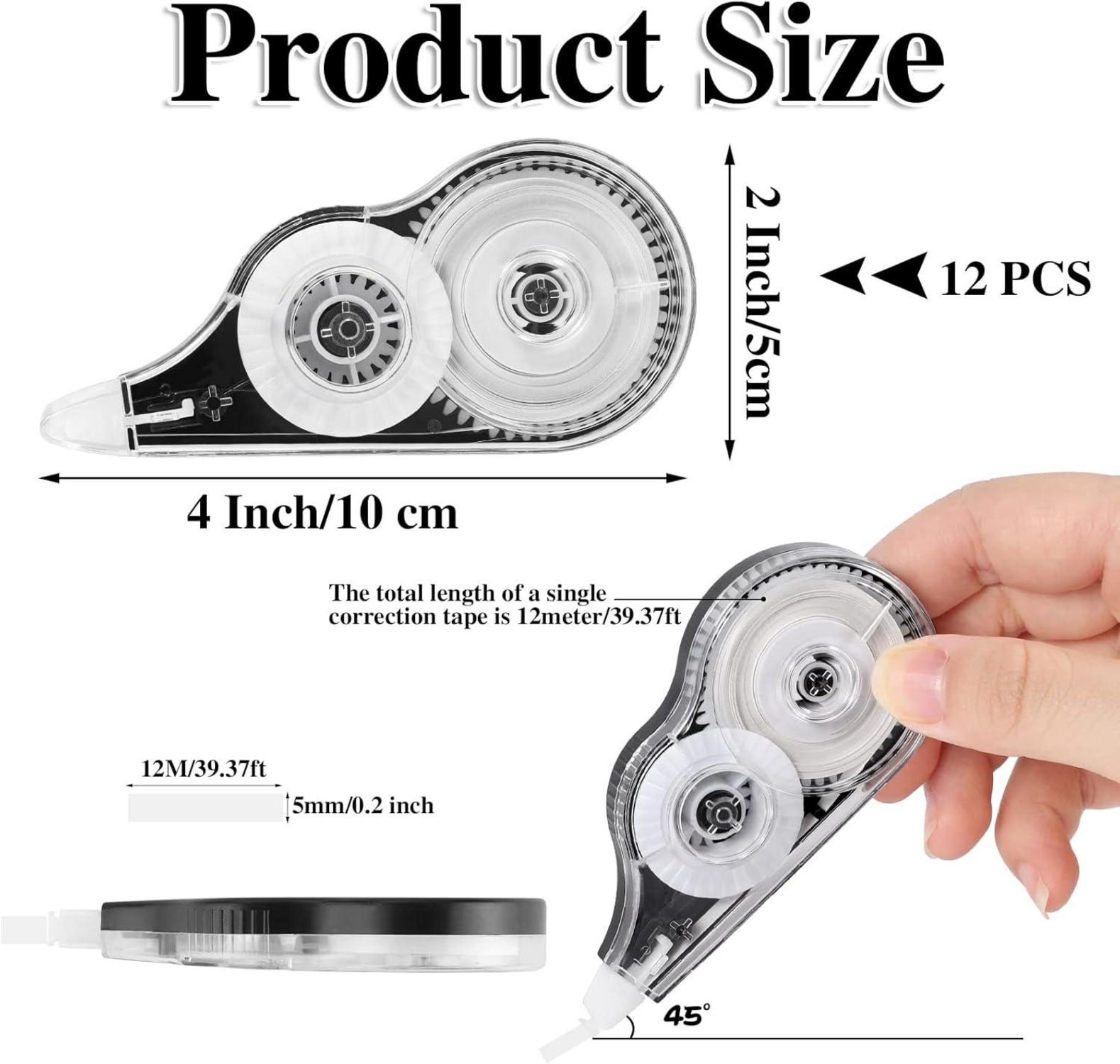 12er Korrekturroller Set 12m x 5 mm PET Schwarz