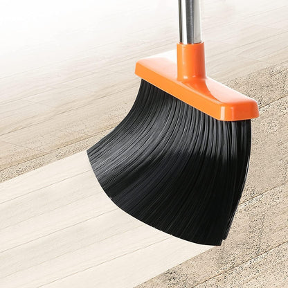 Besen und Kehrschaufel Set mit langer 137cm Griff in Orange