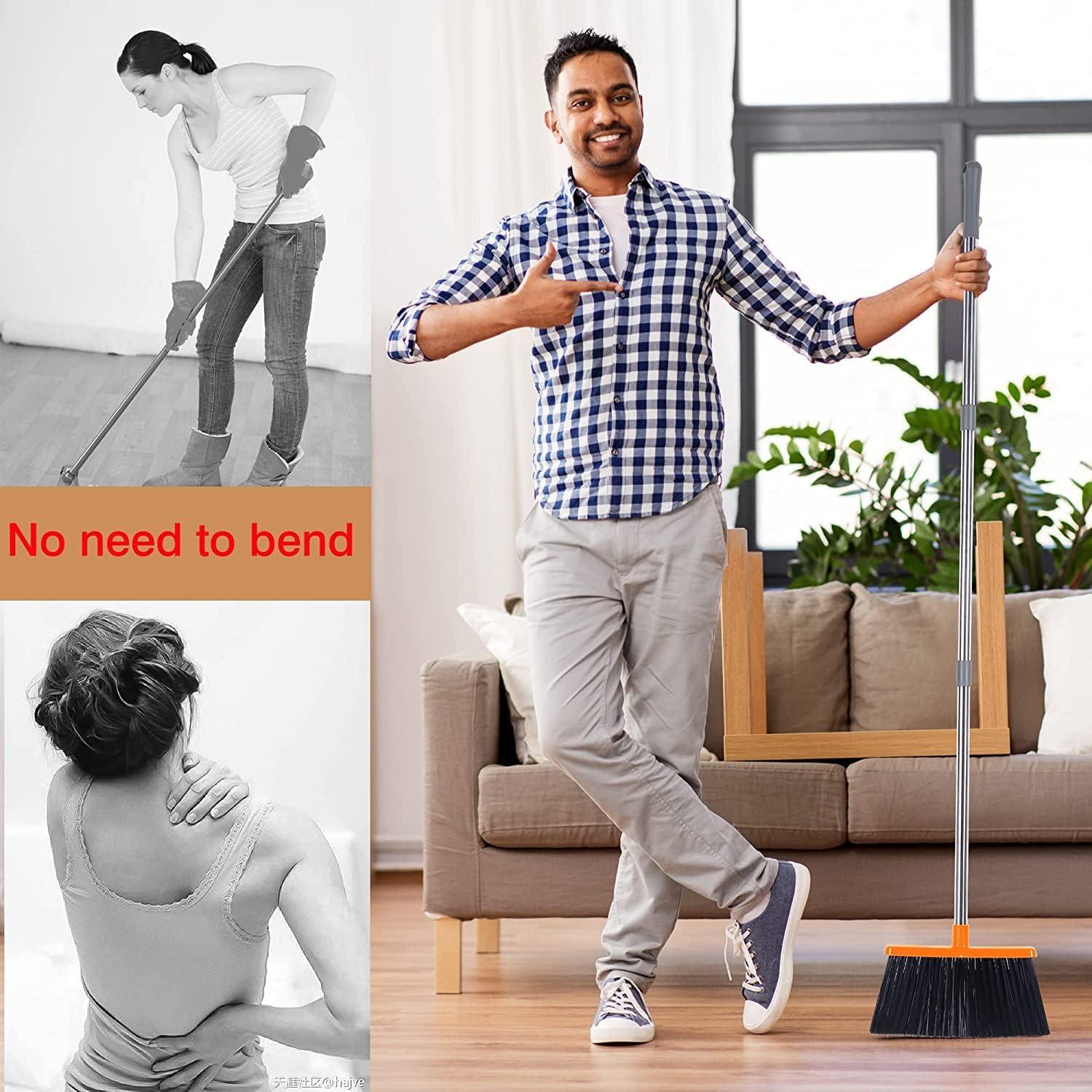 Besen Kehrschaufel Combo 137cm Griff abnehmbar klappbar für BodenreinigungOrange