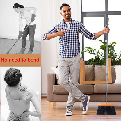 Besen Kehrschaufel Combo 137cm Griff abnehmbar klappbar für BodenreinigungOrange
