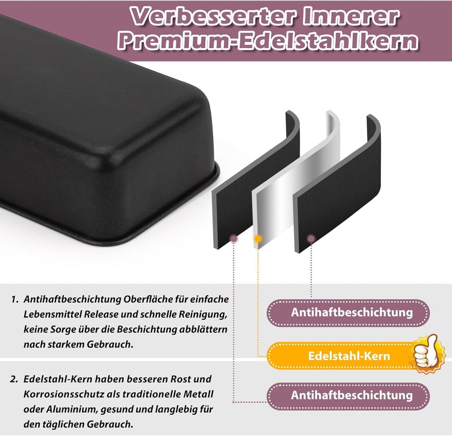 Onader Brotbackform Antihaftbeschichtet mit Edelstahlkern 23,5x12,6x6,5 cm