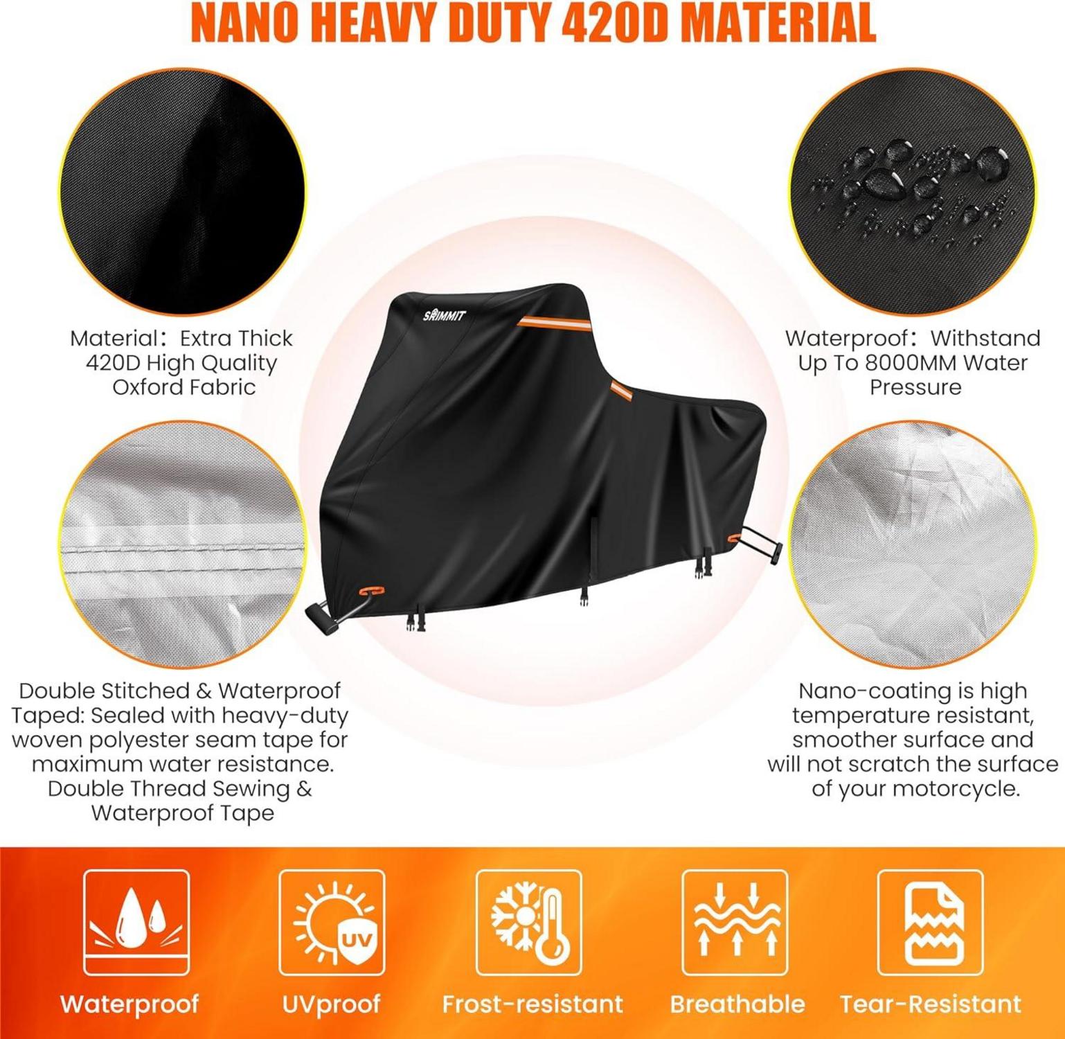 Motorrad Plane Abdeckung 420D Wasserdicht UV-Schutz Harley
