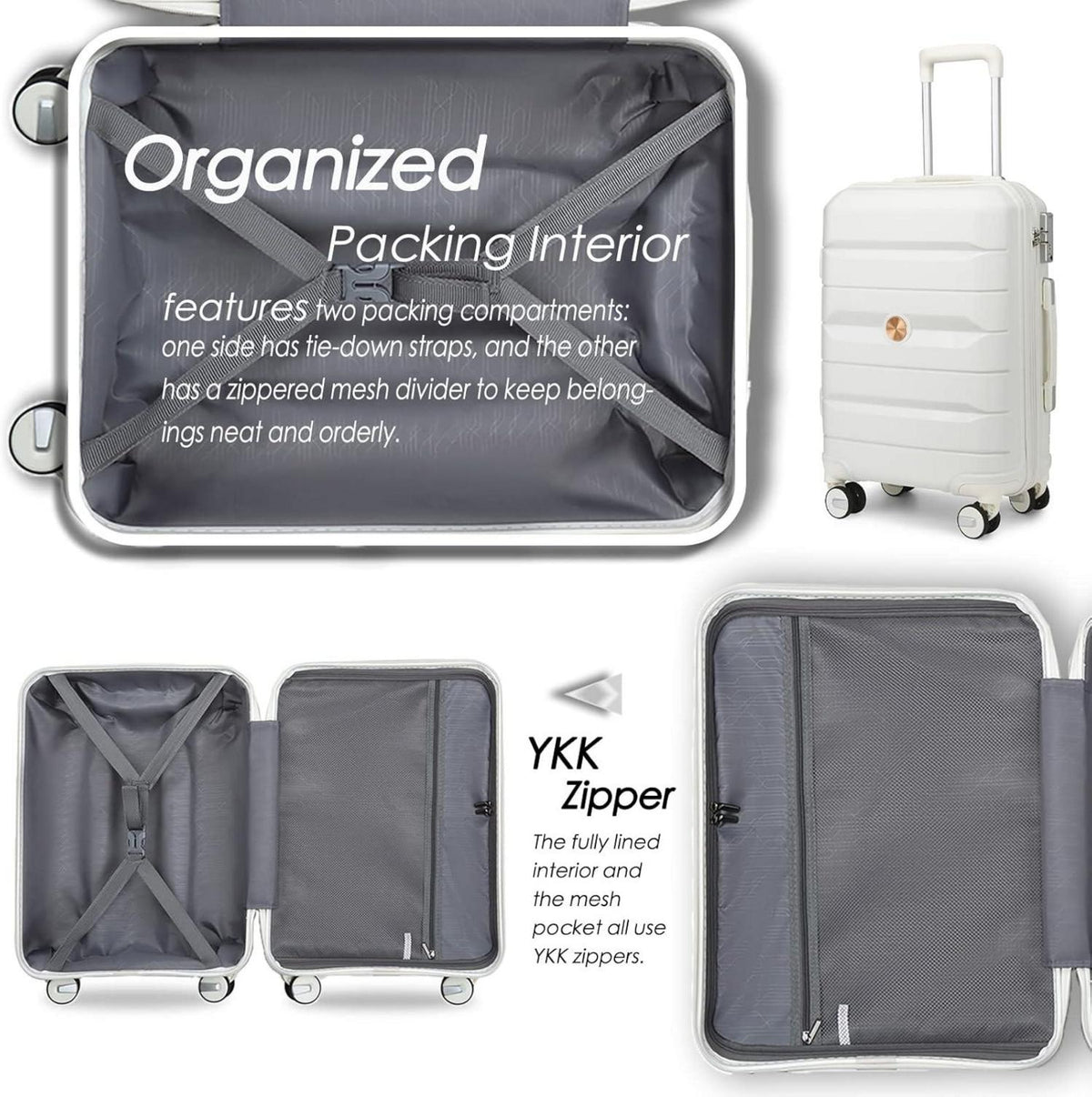 Kofferset 4tlg Handgepäck Trolley Koffer TSA Hartschalen Polypropylene