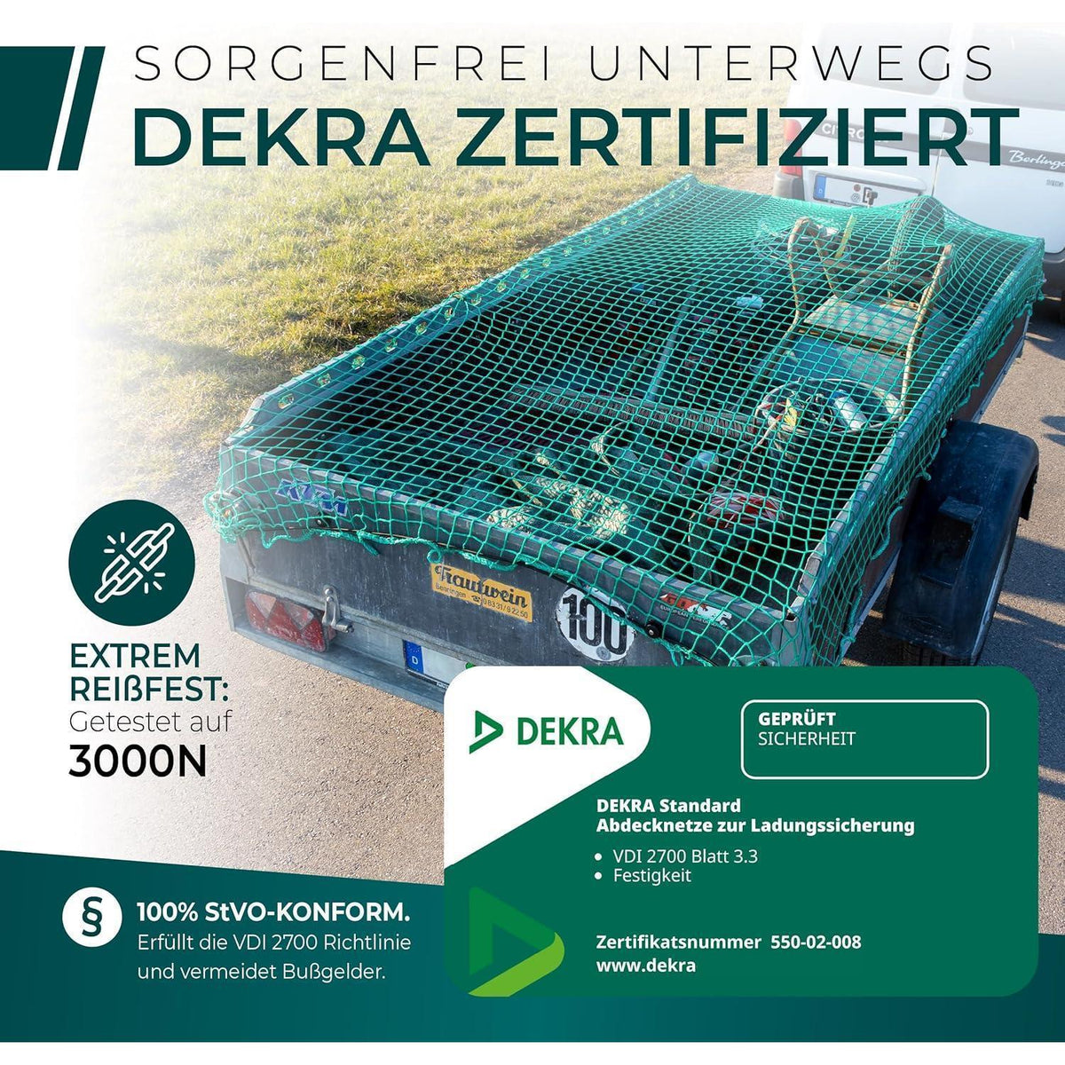 Anhängernetz 3,5x8m – DEKRA geprüft, reißfest & wetterfest