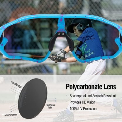 Kinder Sonnenbrille Baseball TR90 Rahmen UV400 Sport DK268 Blau Gradientned