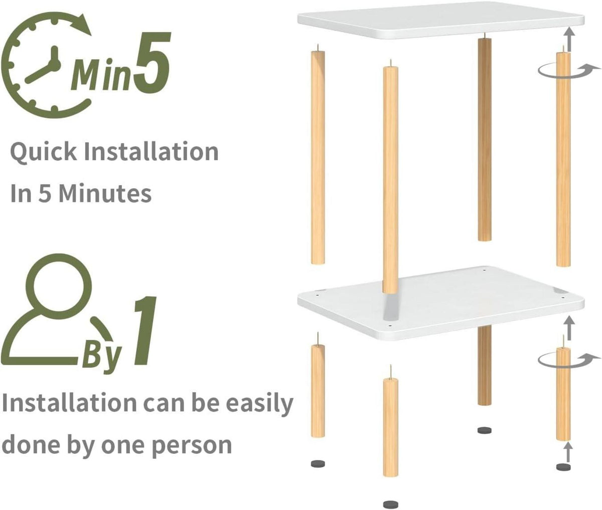 Beistelltisch Holz 2 Tier Nachttisch Schmal Stauraum 40x30x52cm