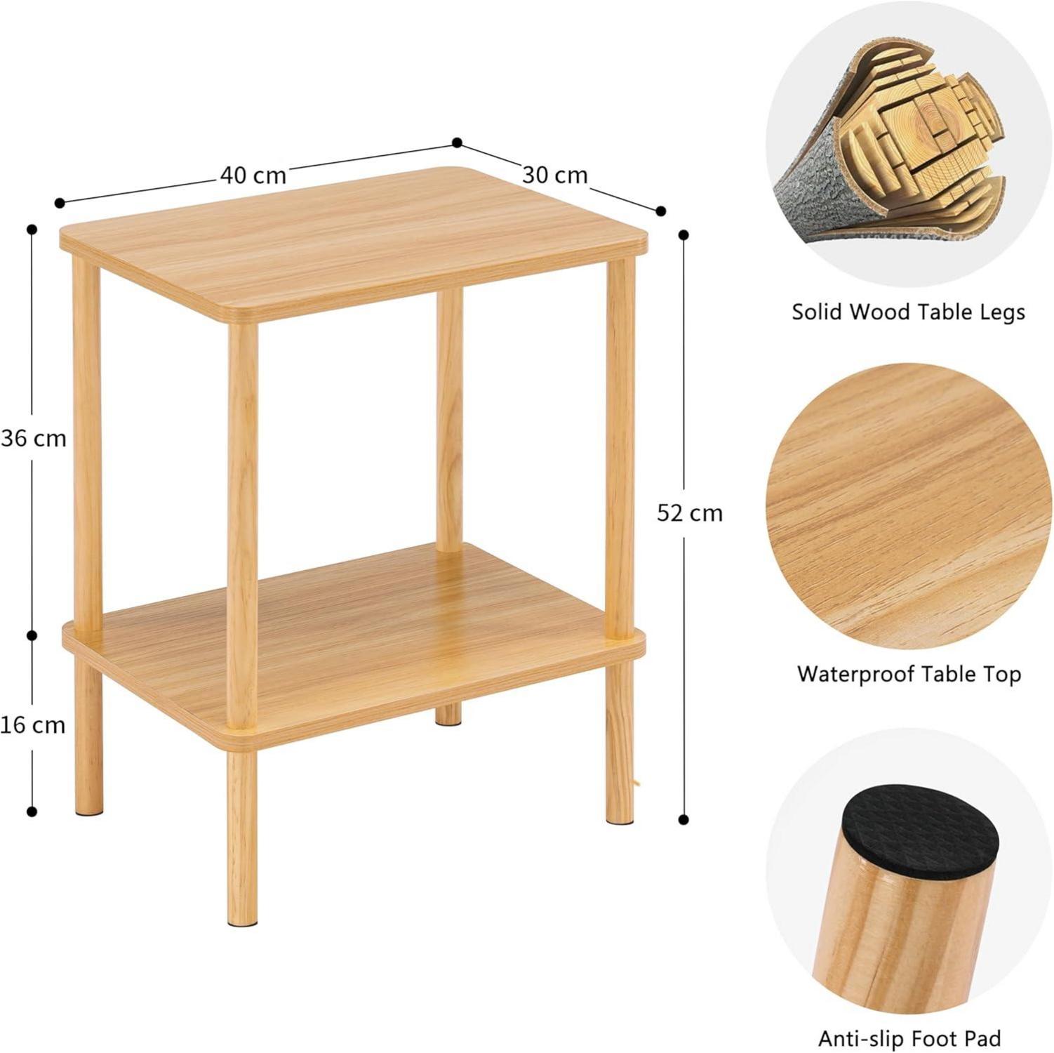 Beistelltisch Holz 2 Tier Nachttisch Schmal Stauraum
