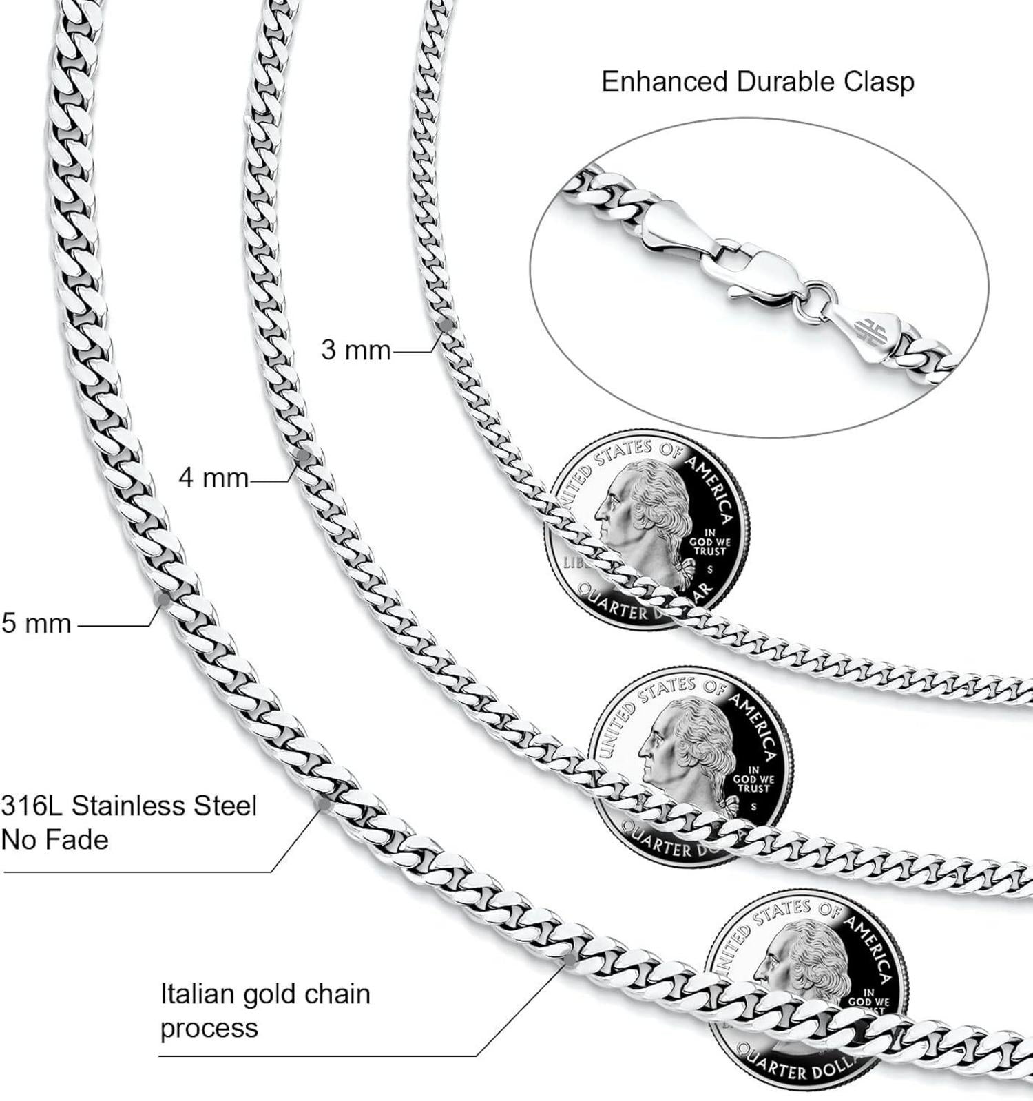 Edelstahl Panzerkette 3mm Cuban Link Chain Gold Vergoldet 55,9cm