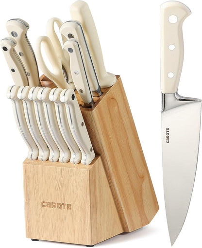 CAROTE 14-tlg Messerset mit Block & Schärfer - Profi Küchenmesser Set