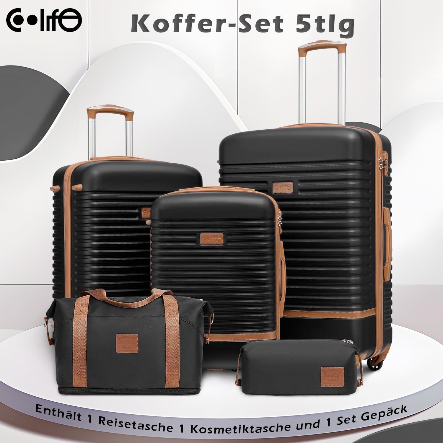 COOLIFE ABS Hartschalen Koffer Set 5tlg TSA-Schloss 4 Rollen