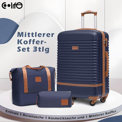 COOLIFE Koffer Trolley Set ABS Hartschale 4 Rollen TSA