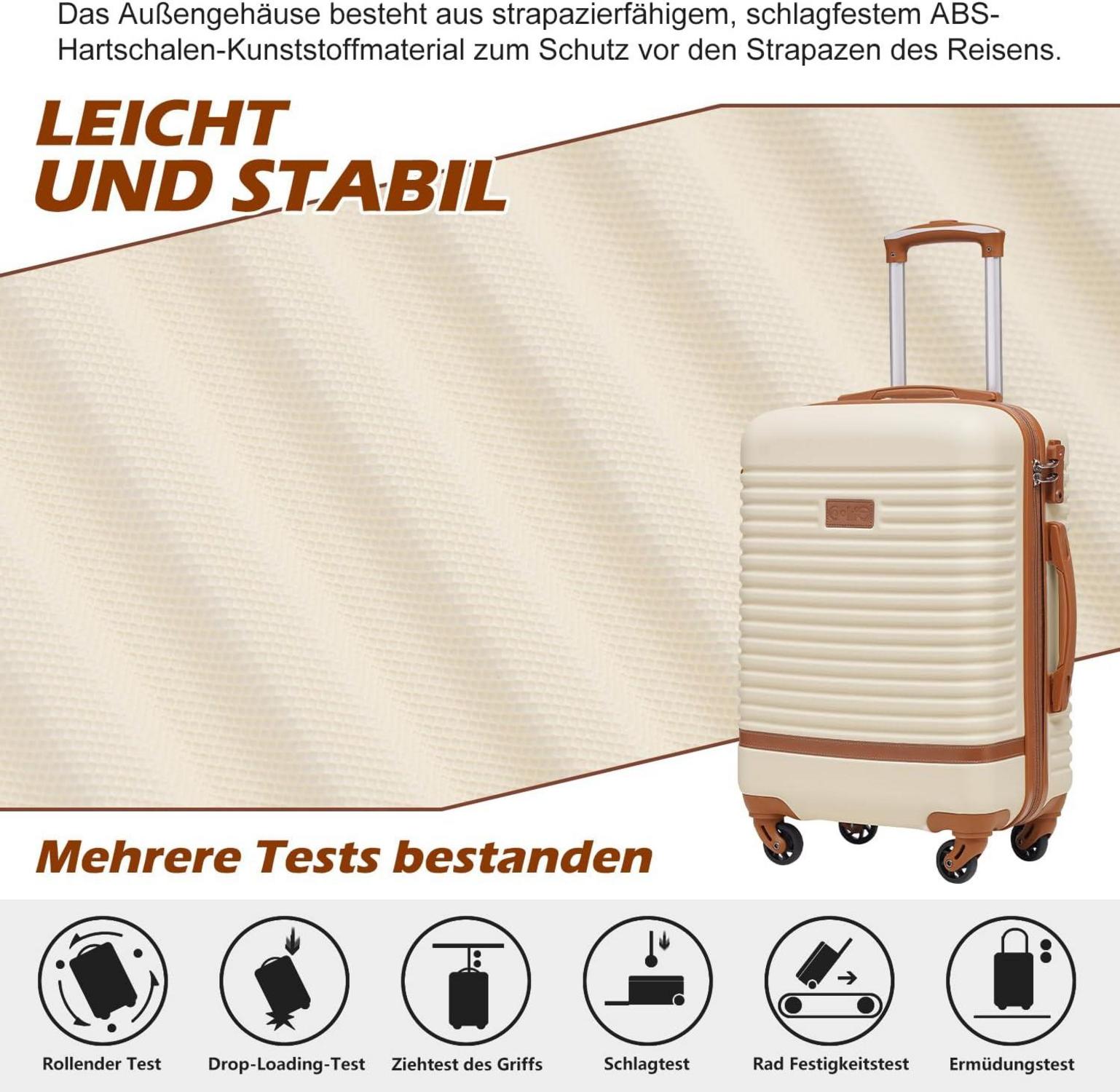 COOLIFE Koffer Trolley Set 3tlg ABS Hartschalen Rot/Braun