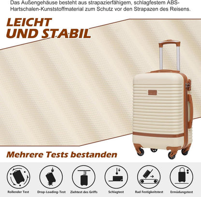 COOLIFE Koffer Trolley Set 3tlg ABS Hartschalen Rot/Braun