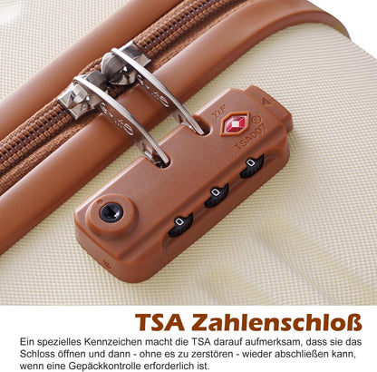 COOLIFE Koffer Trolley Set ABS Hartschale 4 Rollen TSA Rot/Braun 3tlg
