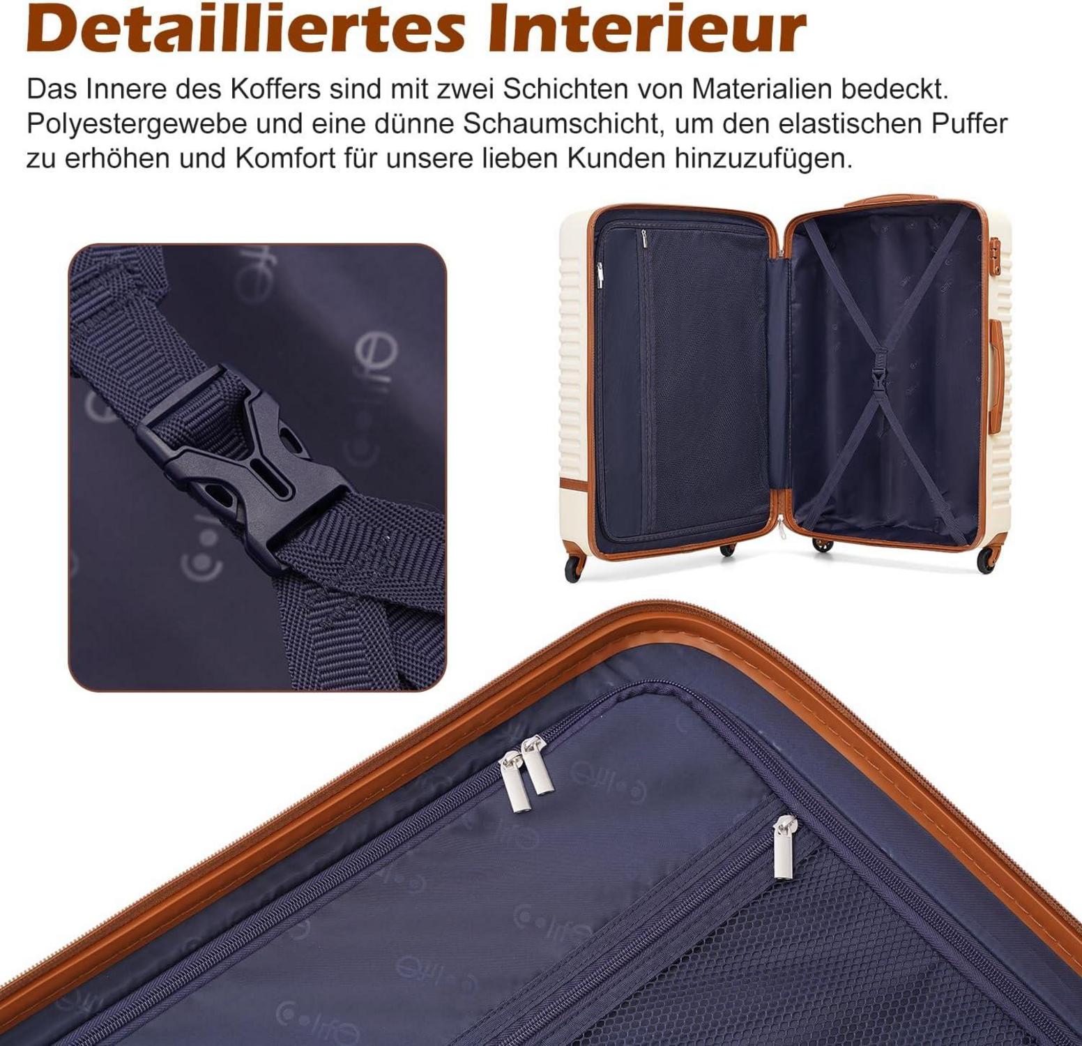 Koffer Trolley Reisekoffer ABS Hartschalen 4 Rollen TSA-Schloss