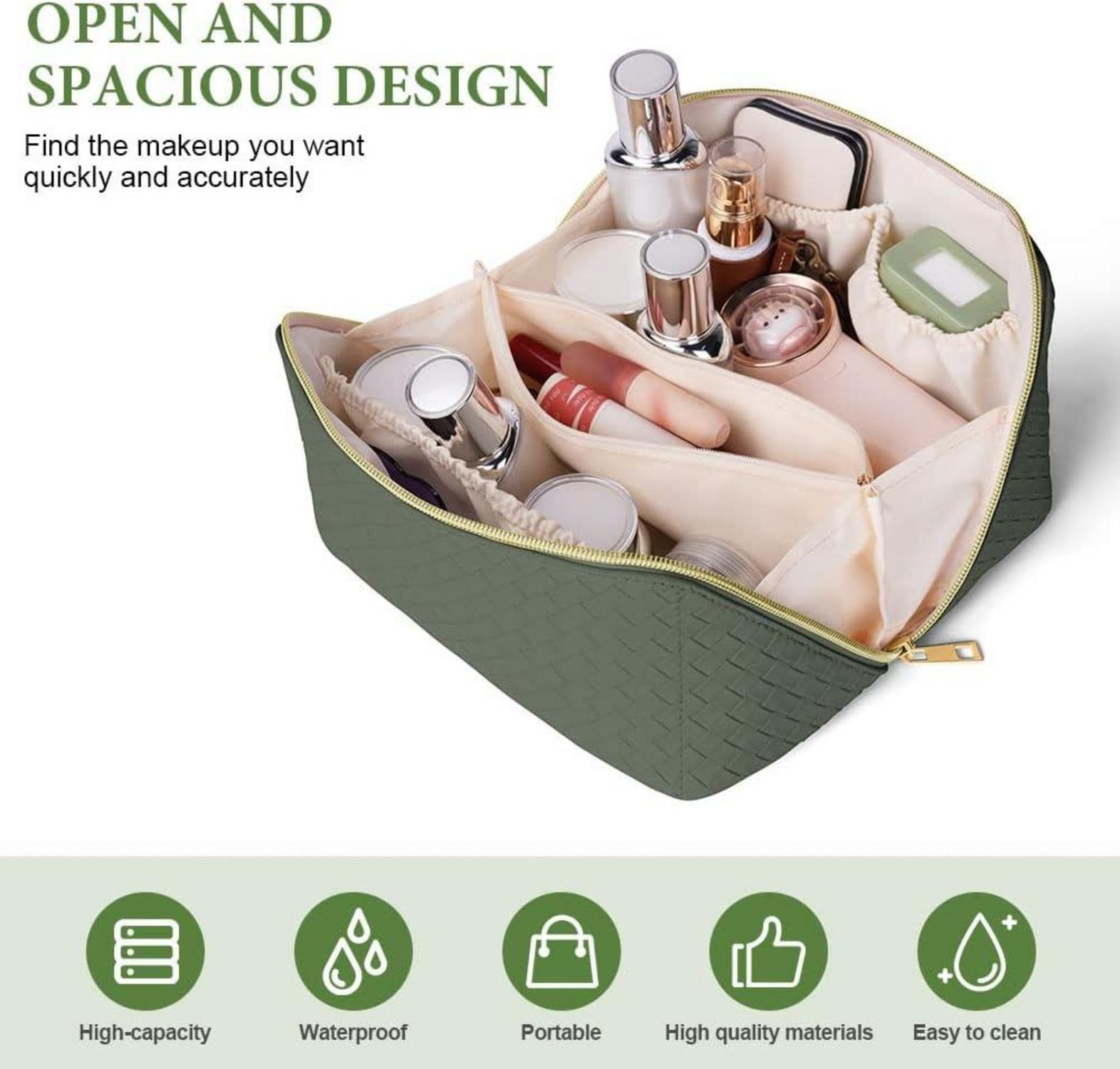 Reise Kosmetiktasche PU Leder Wasserdichter Make-up Tasche Große