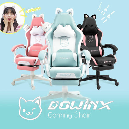 Dowinx Gaming Stuhl mit süßer Katze, ergonomisch, hohe