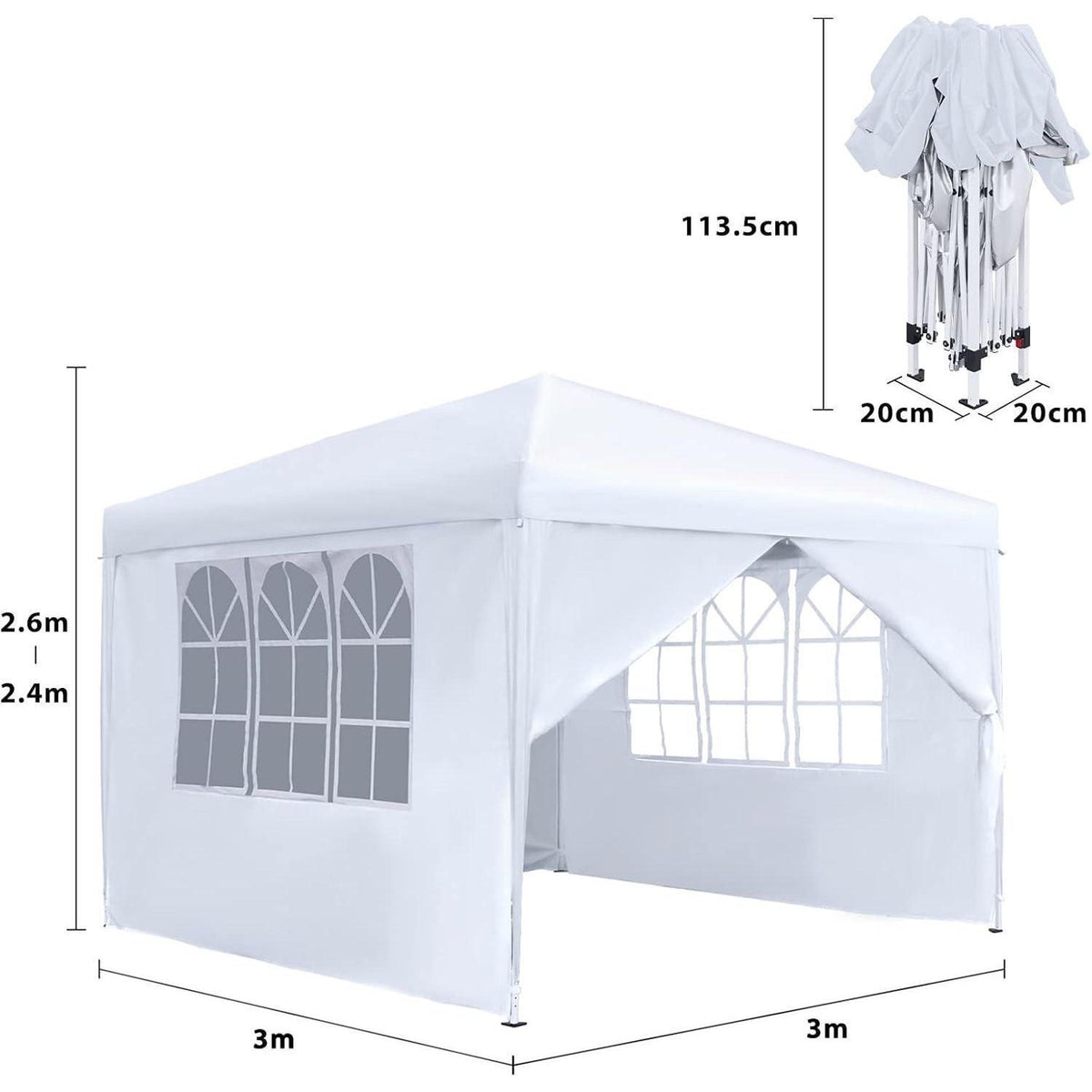 3x3 Faltpavillon Wasserdicht – Partyzelt für Garten & Events
