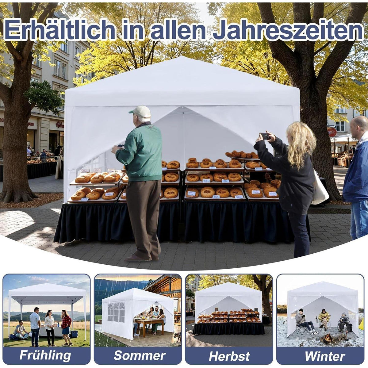 3x3 Faltpavillon Wasserdicht – Partyzelt für Garten & Events