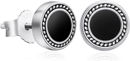 KRKC&CO Schwarz Onyx S925 Silber Herren Ohrringe 8mm