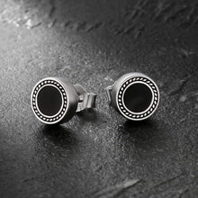 KRKC&CO S925 Silber Ohrringe Herren 8mm Schwarz Onyx Stein