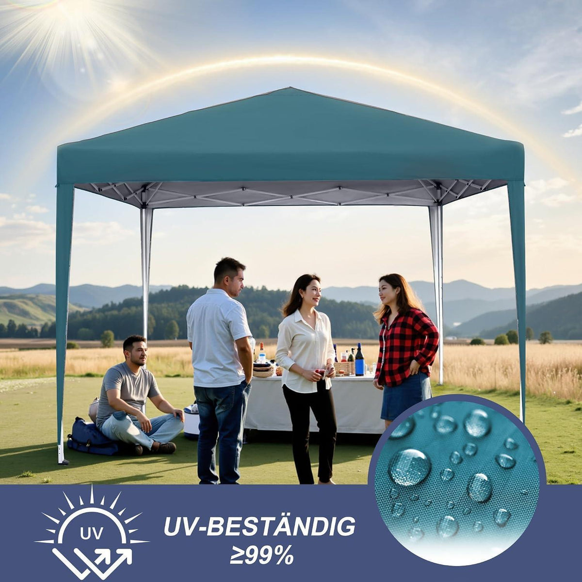 3x3 Faltpavillon Wasserdicht – Garten- & Partyzelt mit Seitenteilen