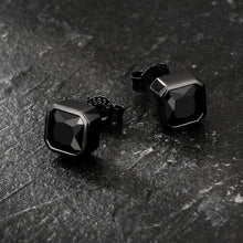 Schwarze 925 Silber Ohrringe Herren 6mm Oynx Stein Geschenk