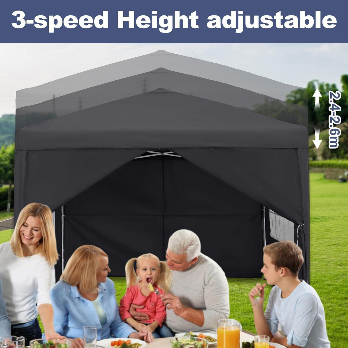 Faltpavillon 3x3m mit Seitenteilen – UV-Schutz & Schnellaufbau