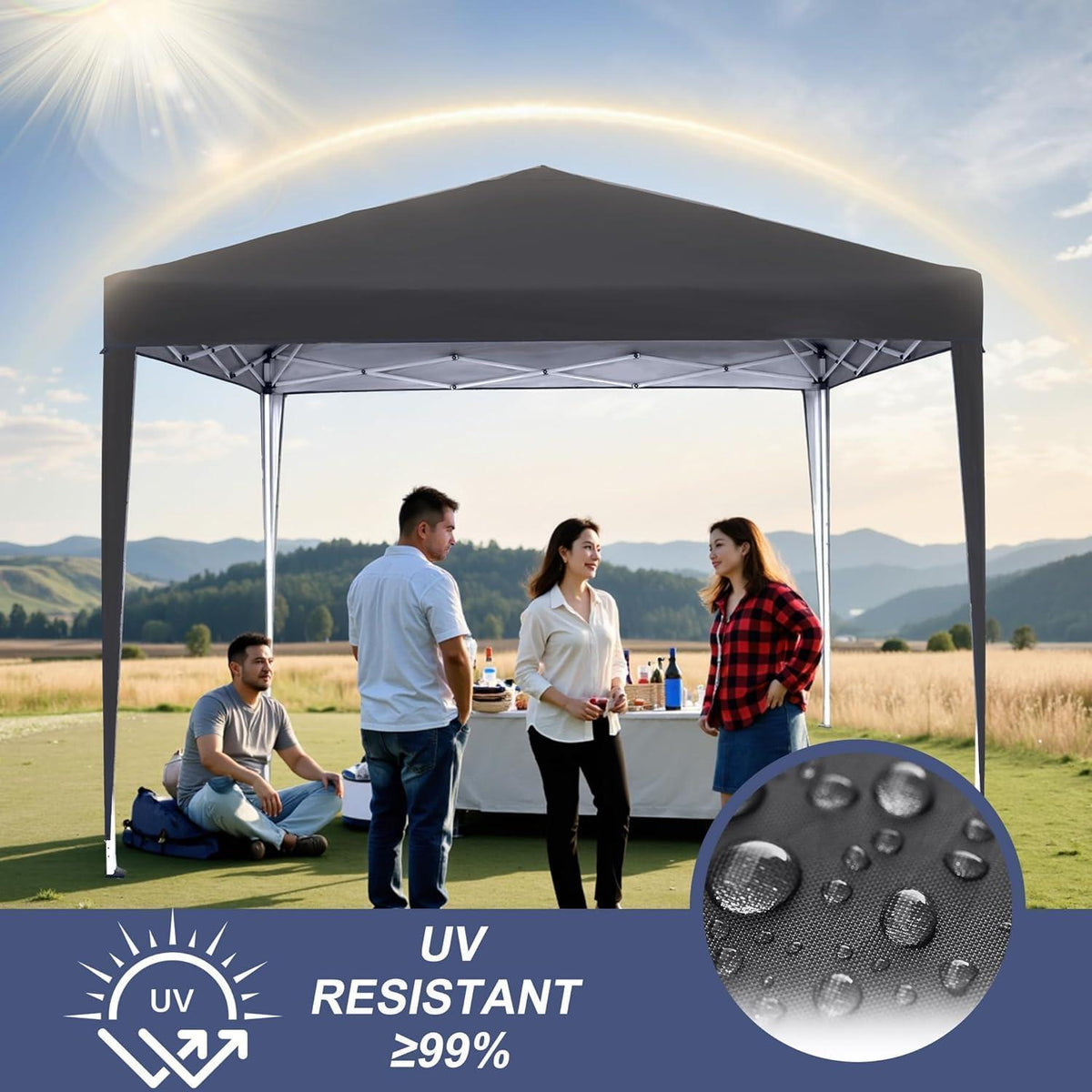 Faltpavillon 3x3m mit Seitenteilen – UV-Schutz & Schnellaufbau