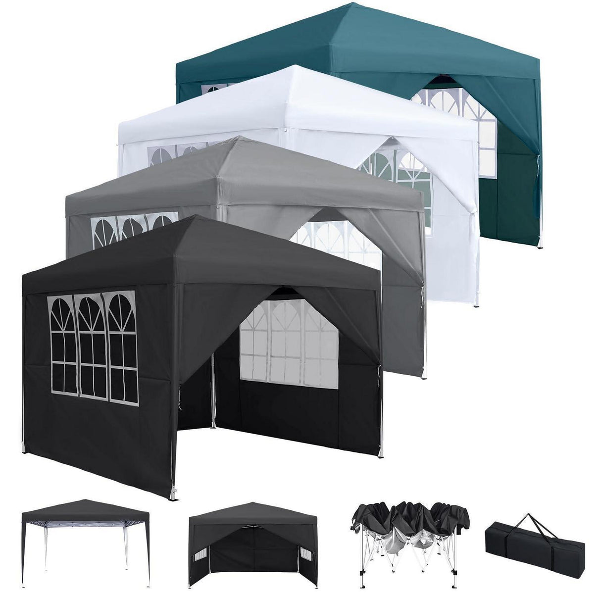Faltpavillon 3x3m mit Seitenteilen – UV-Schutz & Schnellaufbau