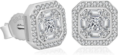 KRKC&CO S925 Silber Herren Ohrringe Iced Out Zirkonia 9mm