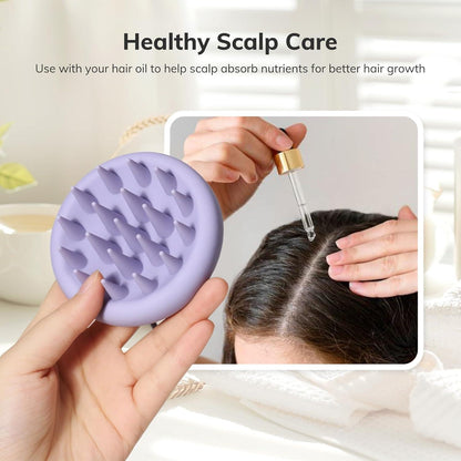 Silikon Kopfhaut Massagebürste Shampoo Bürste Peeling Kopfmassage Grau-violett