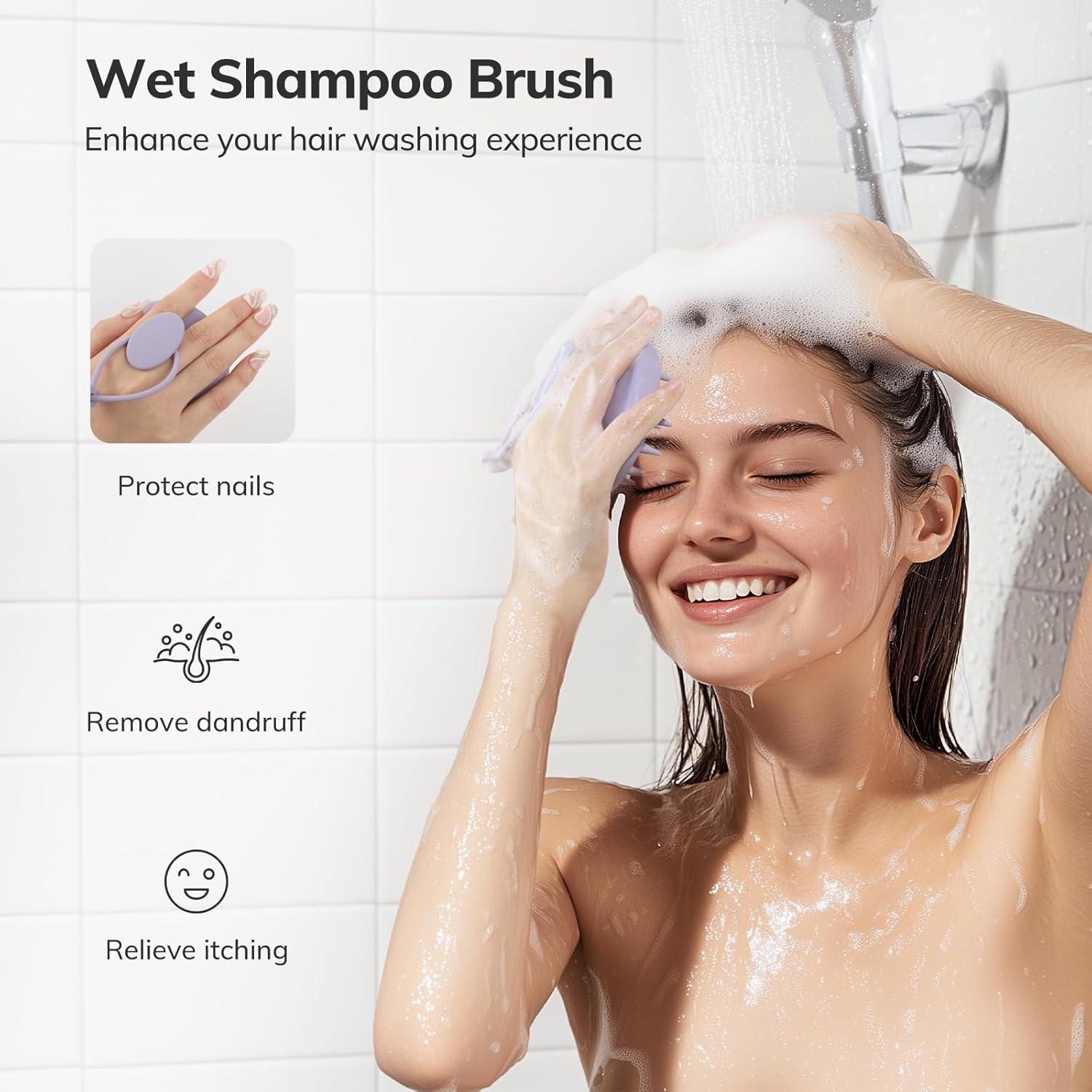Silikon Kopfhaut Massagebürste Shampoo Bürste Peeling Haarwachstum - Morandi