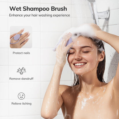 Silikon Kopfhaut Massagebürste Shampoo Bürste Peeling Haarwachstum - Morandi