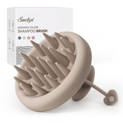 Silikon Kopfmassagebürste für Peeling und Haarwachstum, Khaki